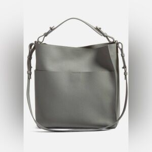 All Saints Mink Grey Leather Crossbody Tote